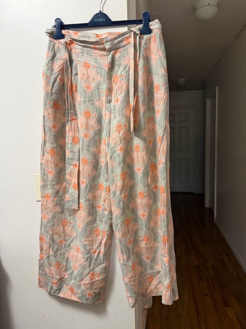 Zara Floral Wide-Leg Pants in Cream and Orange